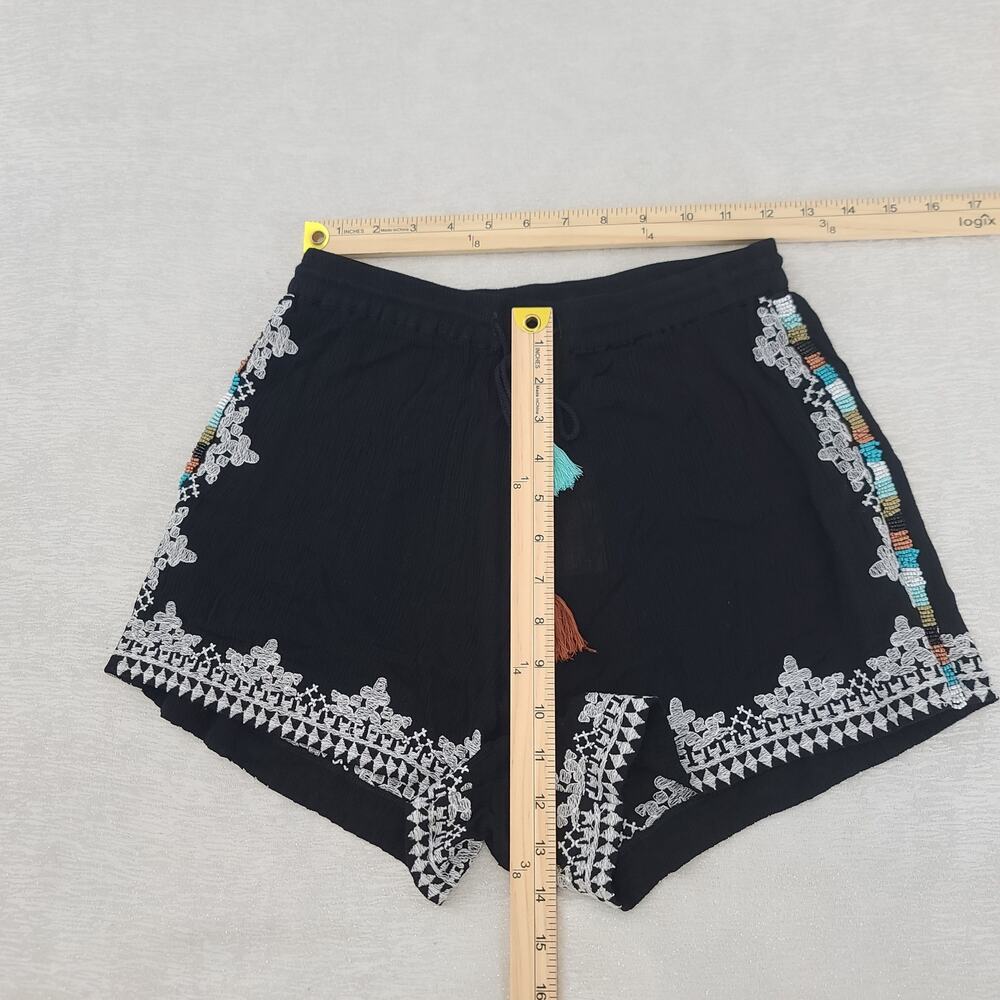 Raga Embroidered Guaze beaded shorts black Sz XS Festival Resort wear boho chic - Picture 6 of 10